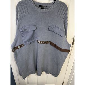 VTG 90s Marithé François Girbaud Blue Shuttle Spell Out Strap Sweater Size XXXL